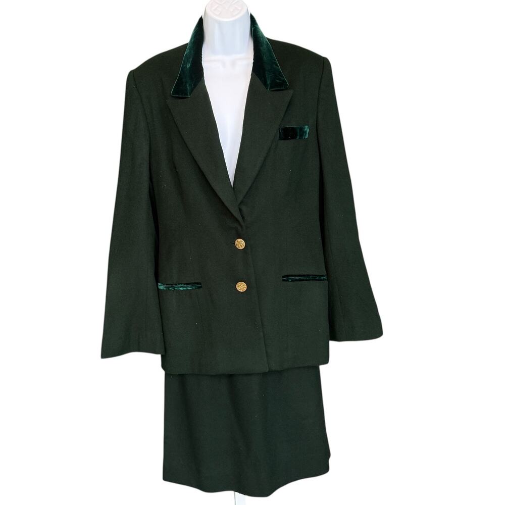 Vintage Christian Francis Roth Wool / Cashmere Blend Suit 8 Dark Green